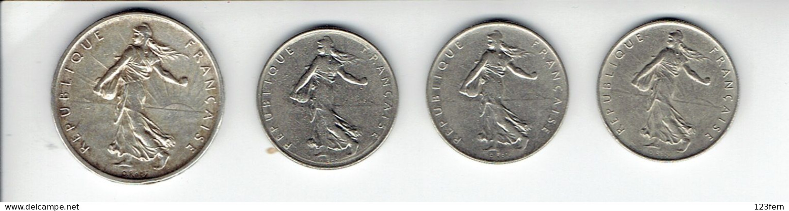 France, 5 Francs 1960 Argent  +3× 1,-France, Années 60 - Colecciones