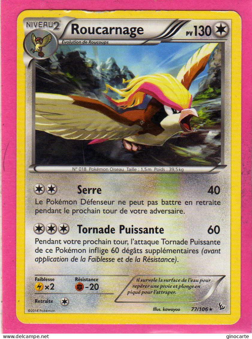 Carte Pokemon Francaise 2014 Xy Etincelles 77/106 Roucarnage 130pv Occasion - XY