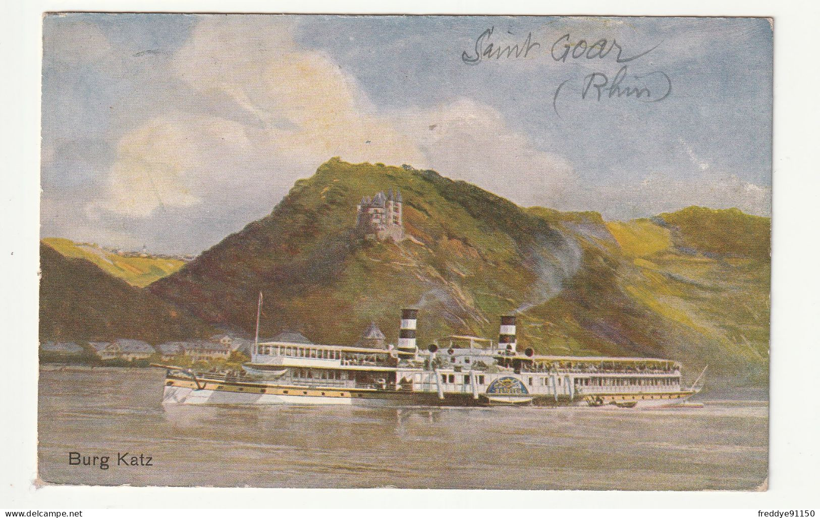 Allemagne . St Goar - Burg Katz - Bateau . 1922 - St. Goar