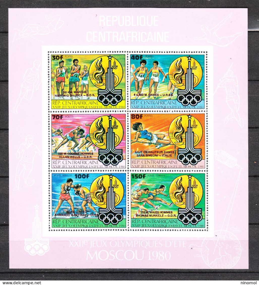 Rep. Centrafricaine - 1980 Ol. Mosca. Serie Completa In Blocco. Complete Series In Block. MNH - Estate 1980: Mosca