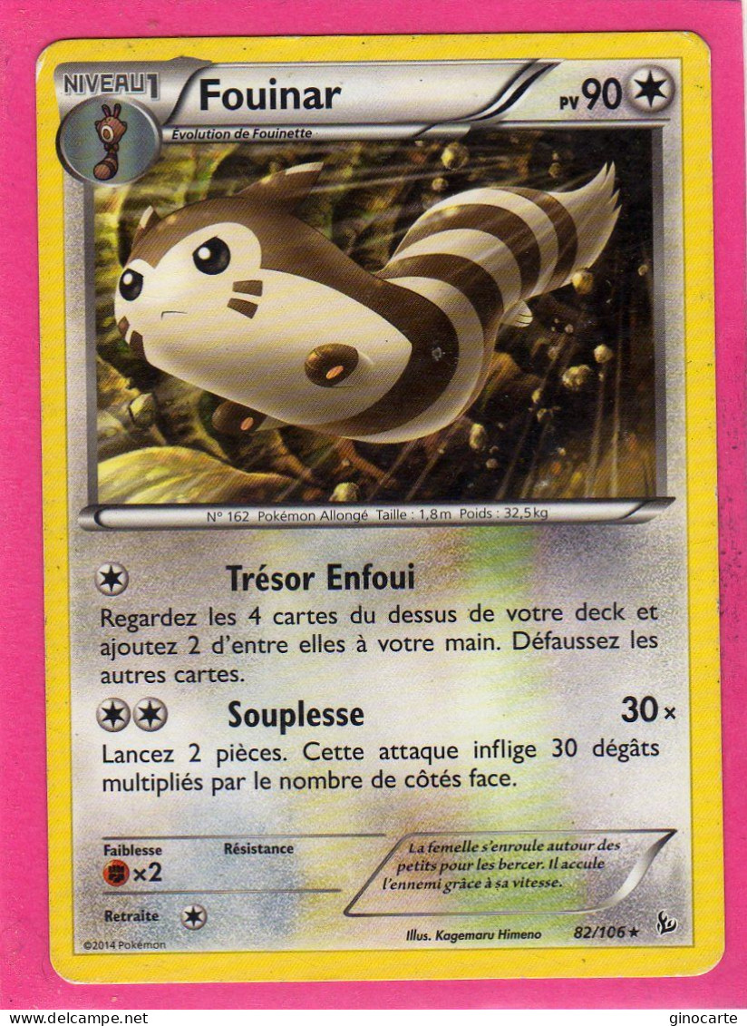 Carte Pokemon Francaise 2014 Xy Etincelles 82/106 Fouinar 90pv Bon Etat - XY