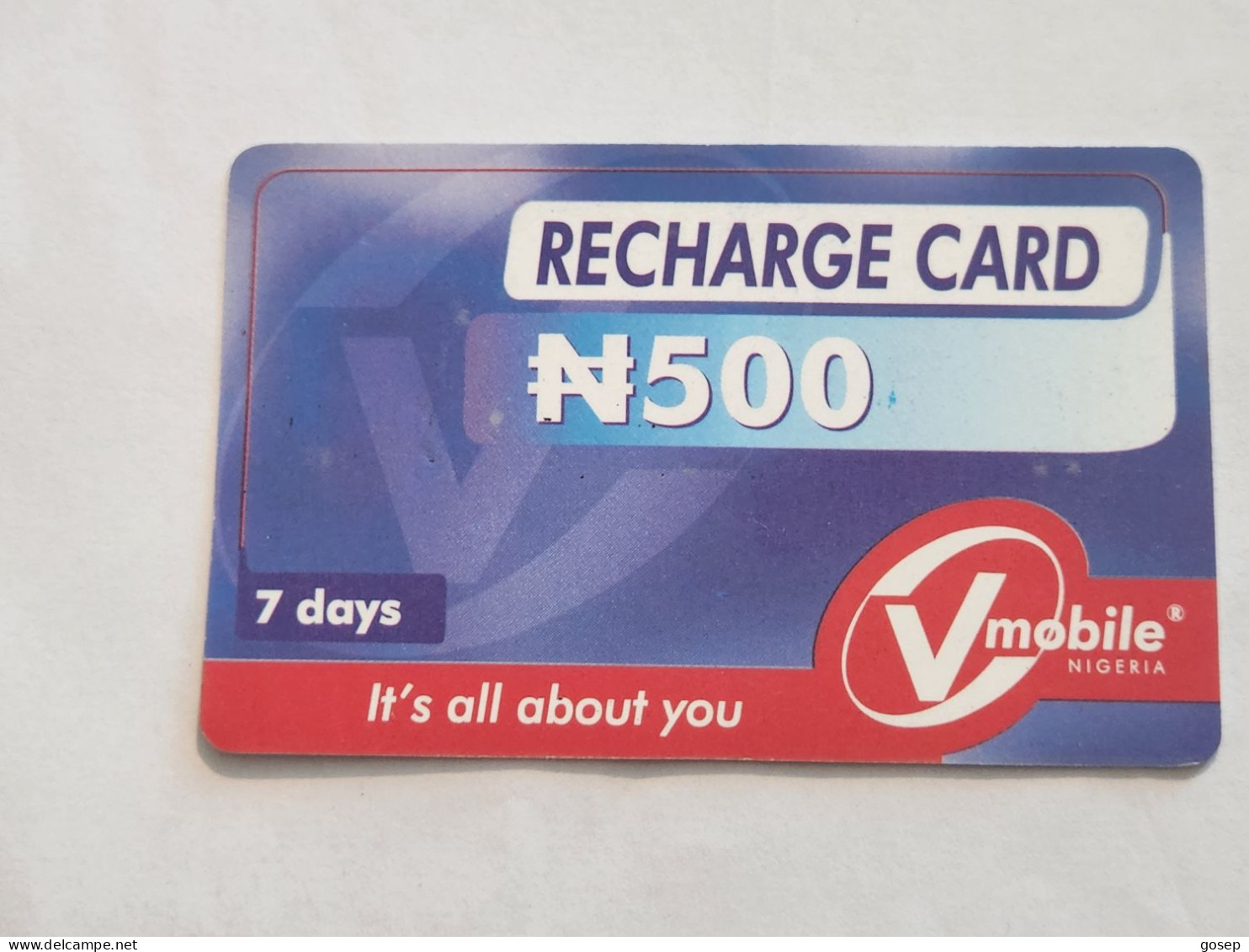 NIGERIA-(NG-VMO-REF-0001A)-V-mobile-(9907-8377-0416-1608)-(13)-(500 Naria Nigri)-used Card - Nigeria