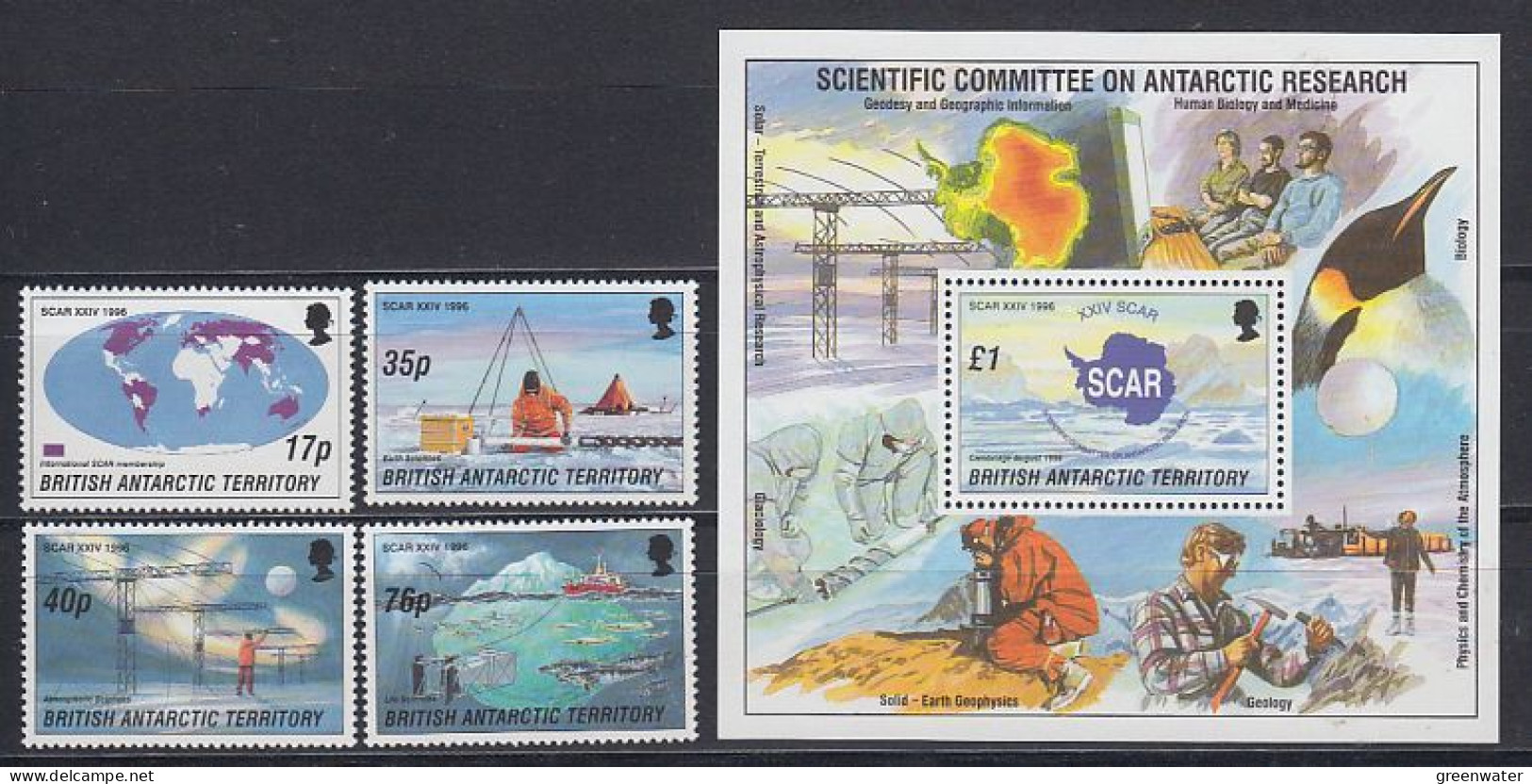 British Antarctic Territory (BAT) 1996 Scar 4v +  M/s ** Mnh (59484) - Nuovi