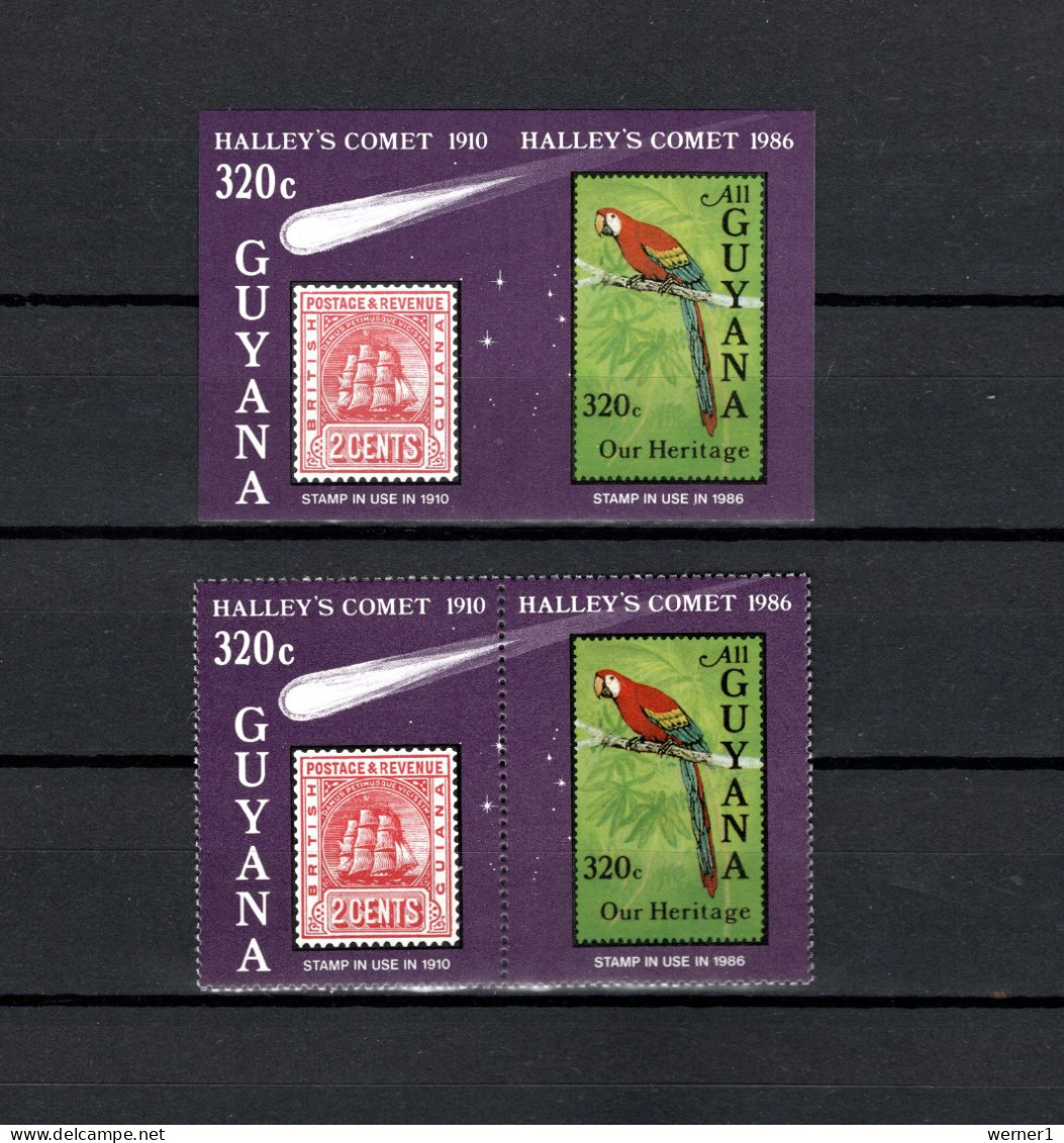 Guyana 1986 Space, Halley's Comet Stamp With Label + S/s (imperf.) MNH - Amérique Du Sud