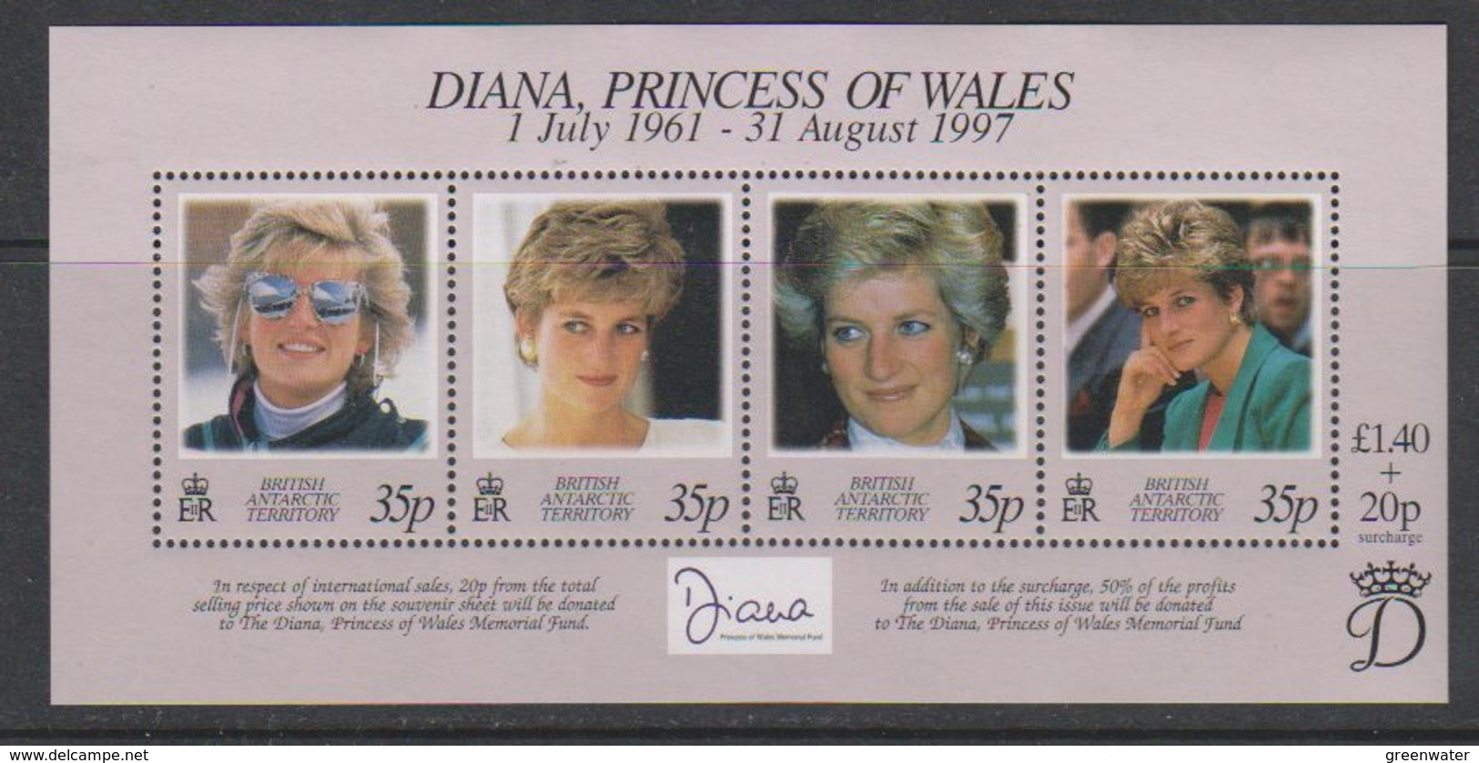 British Antarctic Territory (BAT) 1998 Princess Diana M/s ** Mnh (59486) Promotion - Unused Stamps