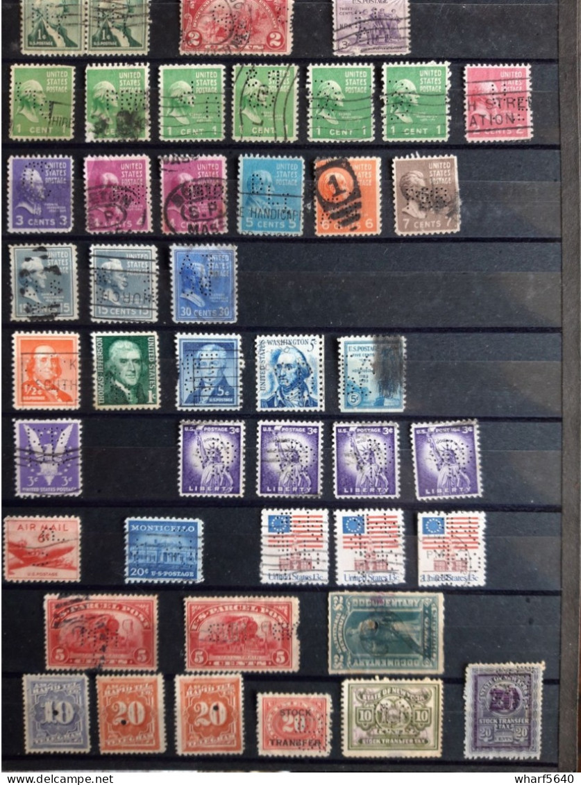 US PERFINS Collection Of 95 Stamps Canceled From 1890 To 1960 - Perforés