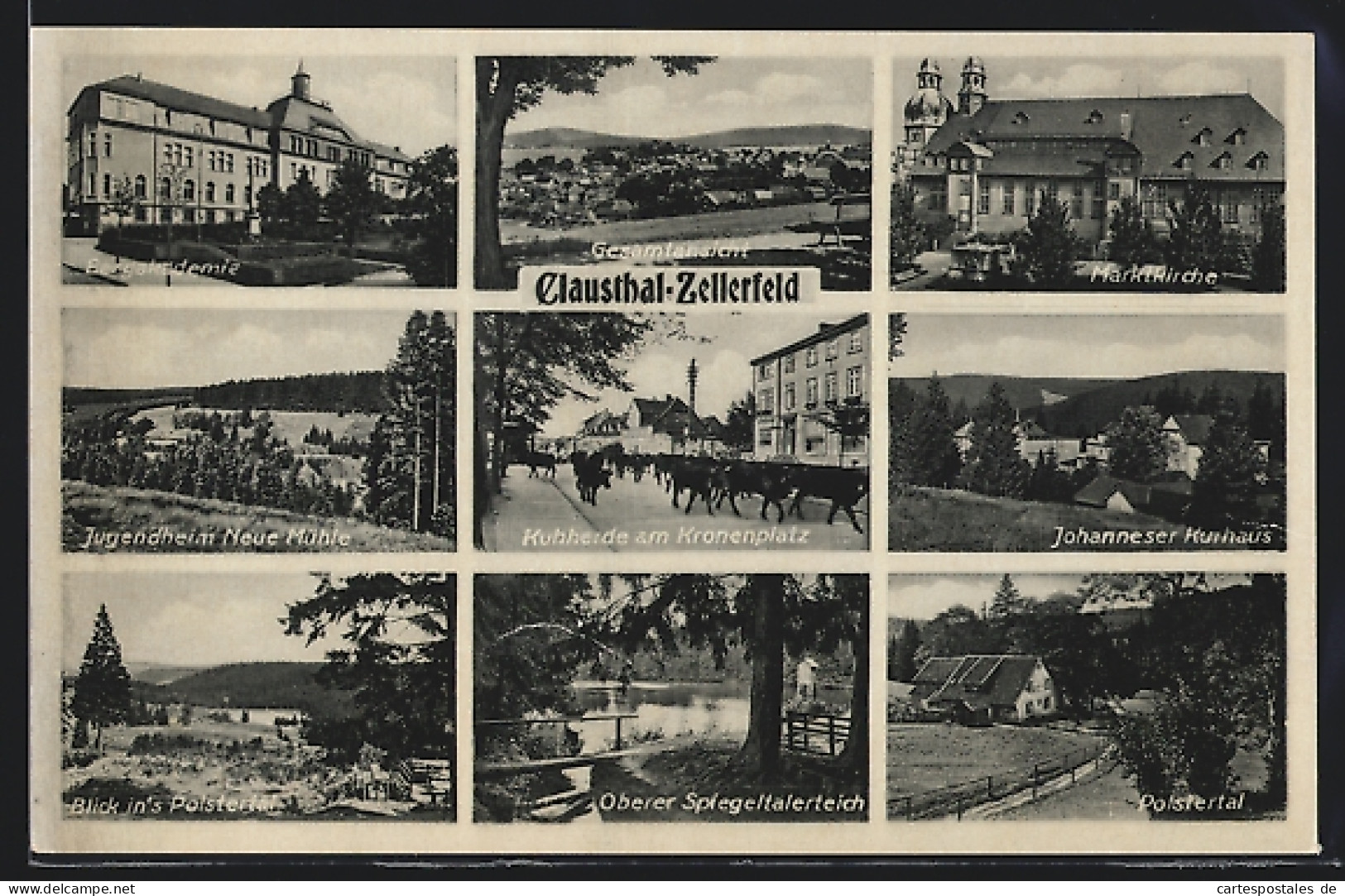 AK Clausthal-Zellerfeld, Bergakademie, Jugendheim Neue Mühle, Marktkirche  - Clausthal-Zellerfeld