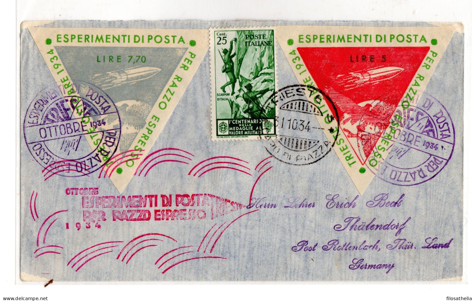 Regno Posta Razzo - Airmail