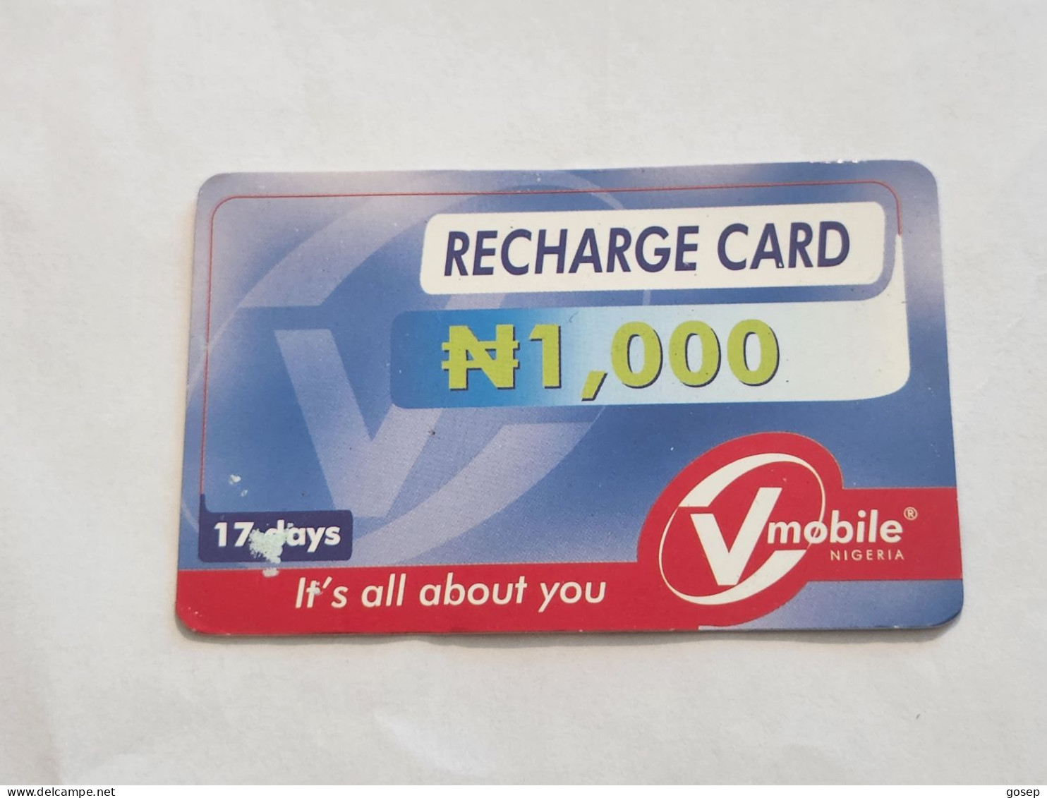 NIGERIA-(NG-VMO-REF-0002)-V-mobile-(3429-2619-8303-2597)-(18)-(1000 Naria Nigri)-used Card - Nigeria