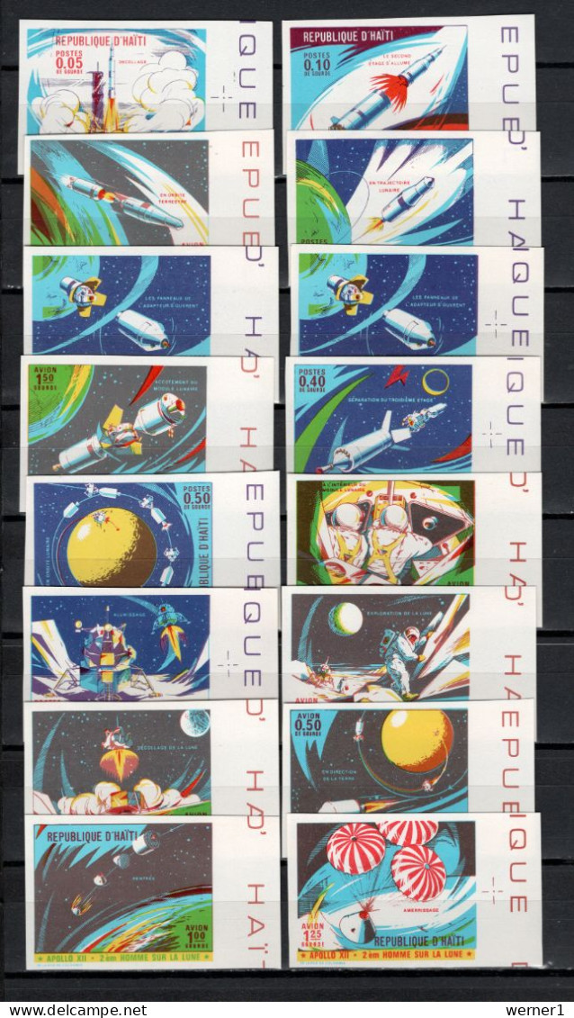 Haiti 1970 Space, Apollo 12 Set Of 16 Imperf. MNH - Amérique Du Nord