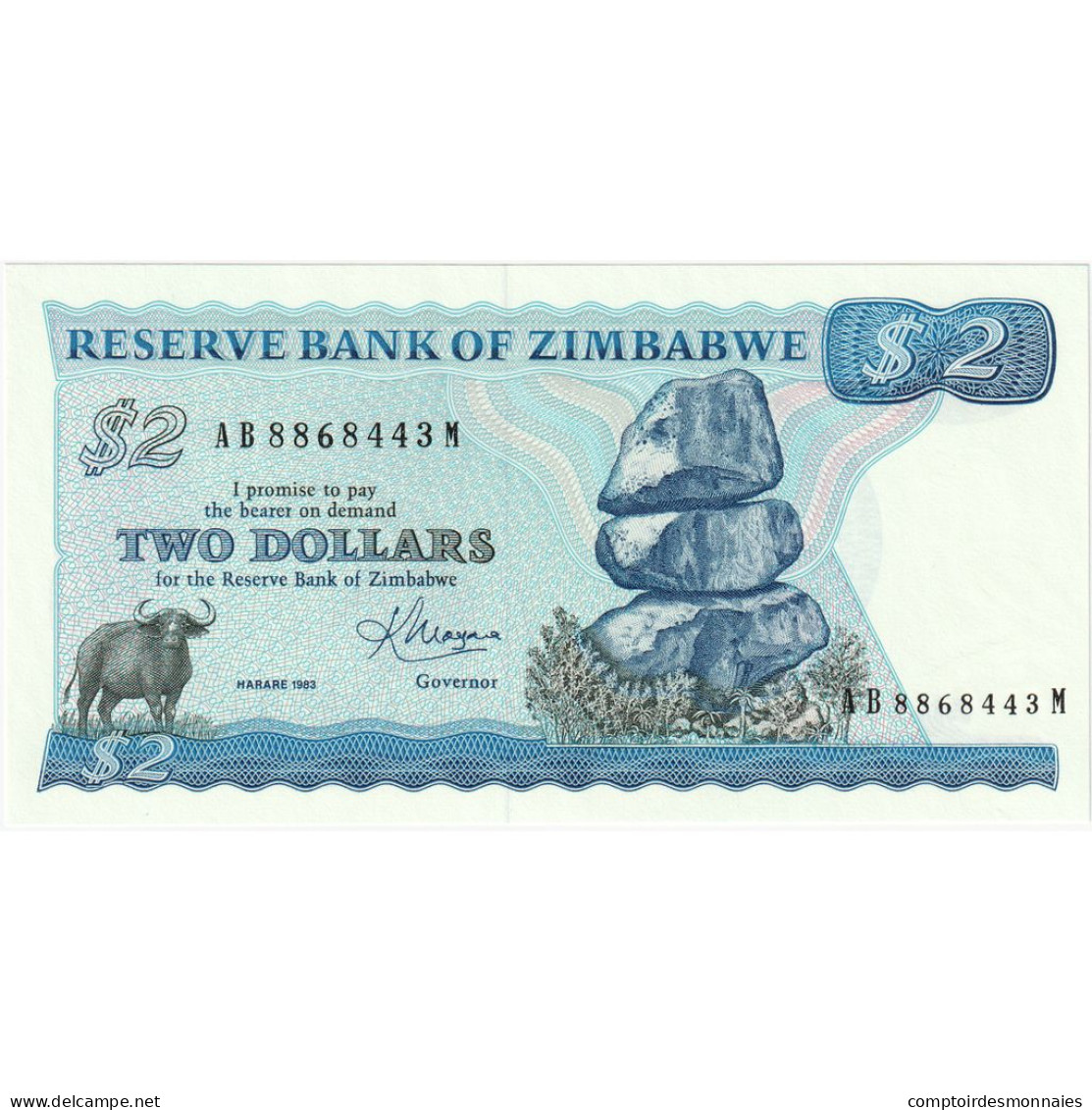 Zimbabwe, 2 Dollars, 1983, KM:1b, NEUF - Zimbabwe