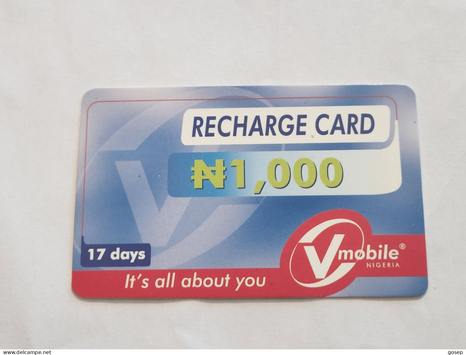 NIGERIA-(NG-VMO-REF-0002)-V-mobile-(8253-7850-4394-9487)-(21)-(1000 Naria Nigri)-used Card - Nigeria