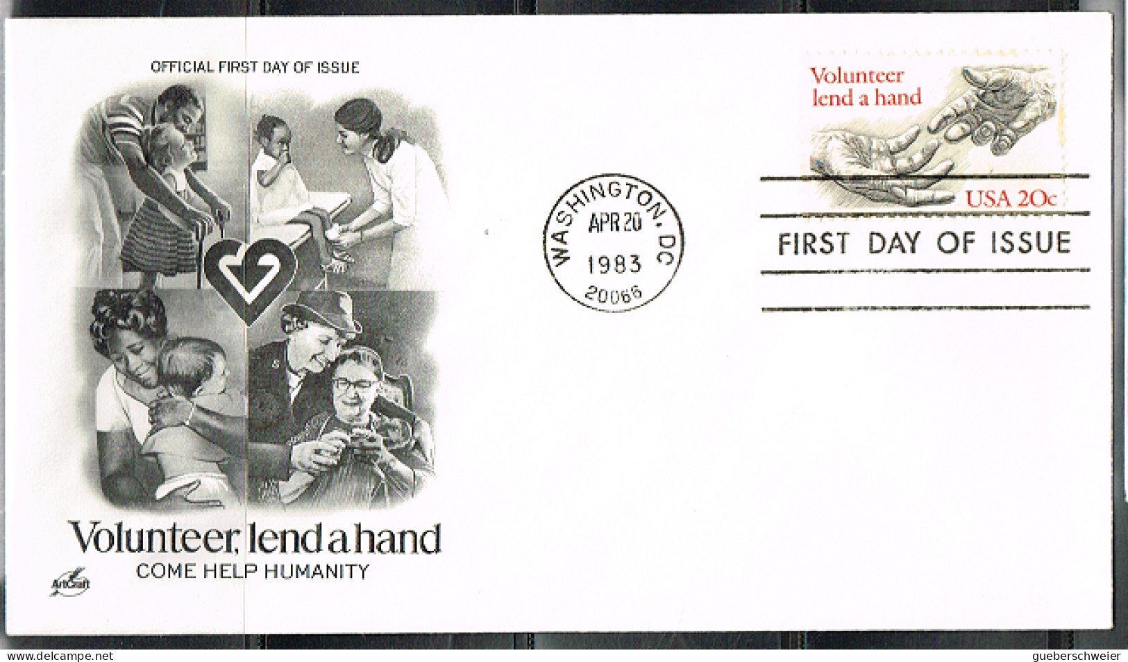 MAIN L 13 - ETATS-UNIS N° 1473 Sur FDC Thème Mains 1983 - 1981-1990