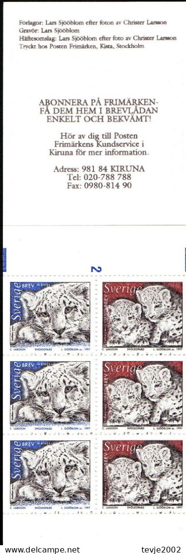 Schweden 1997 - Markenheftchen Mi.Nr. MH 225 - Postfrisch MNH - Tiere Animals - 1981-..