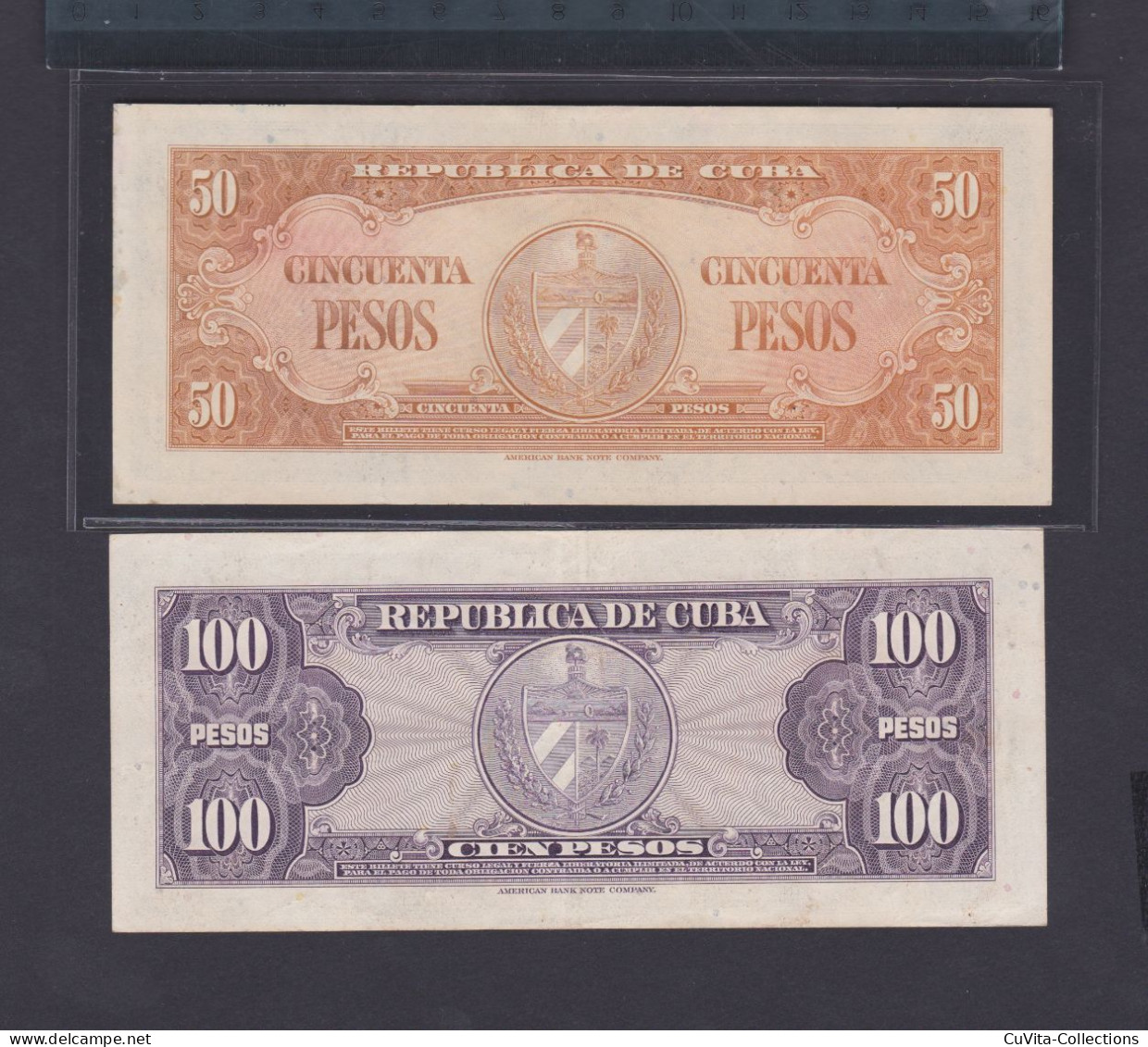 Cuba Lote De 5 Billetes De 5/10/20/50/100 Pesos 1958 (Año Muy Dificil En Algunos De Ellos) - Cuba