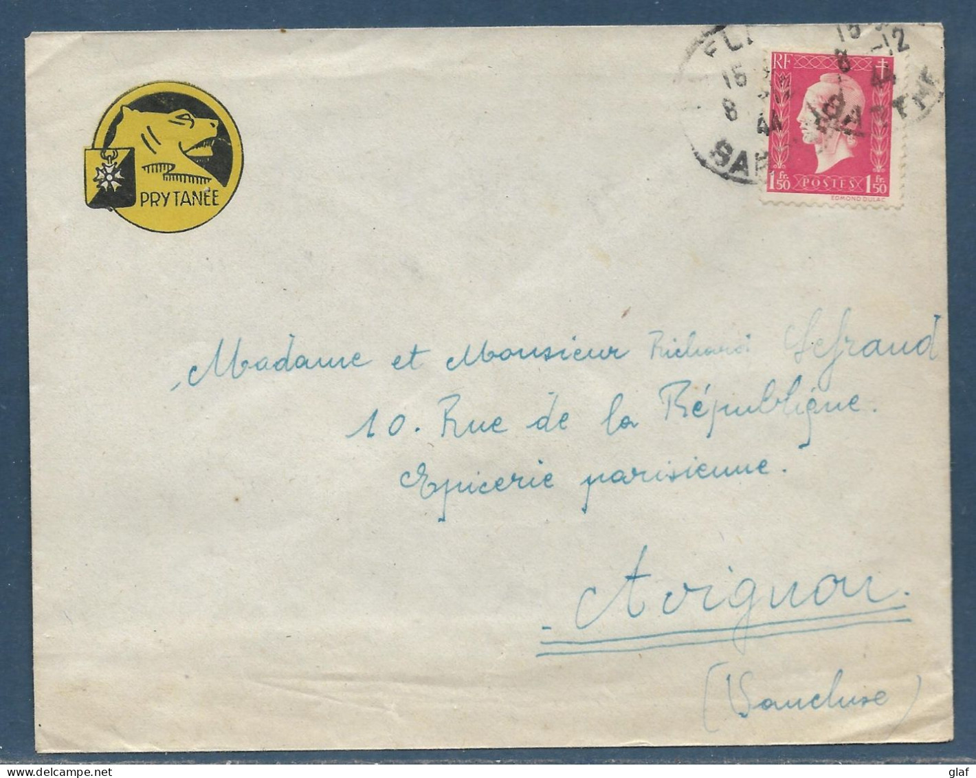 Lettre Affr. 1,50 F Marianne De Londres Tàd La Flèche 8.12.1944 - 1944-45 Marianne De Dulac