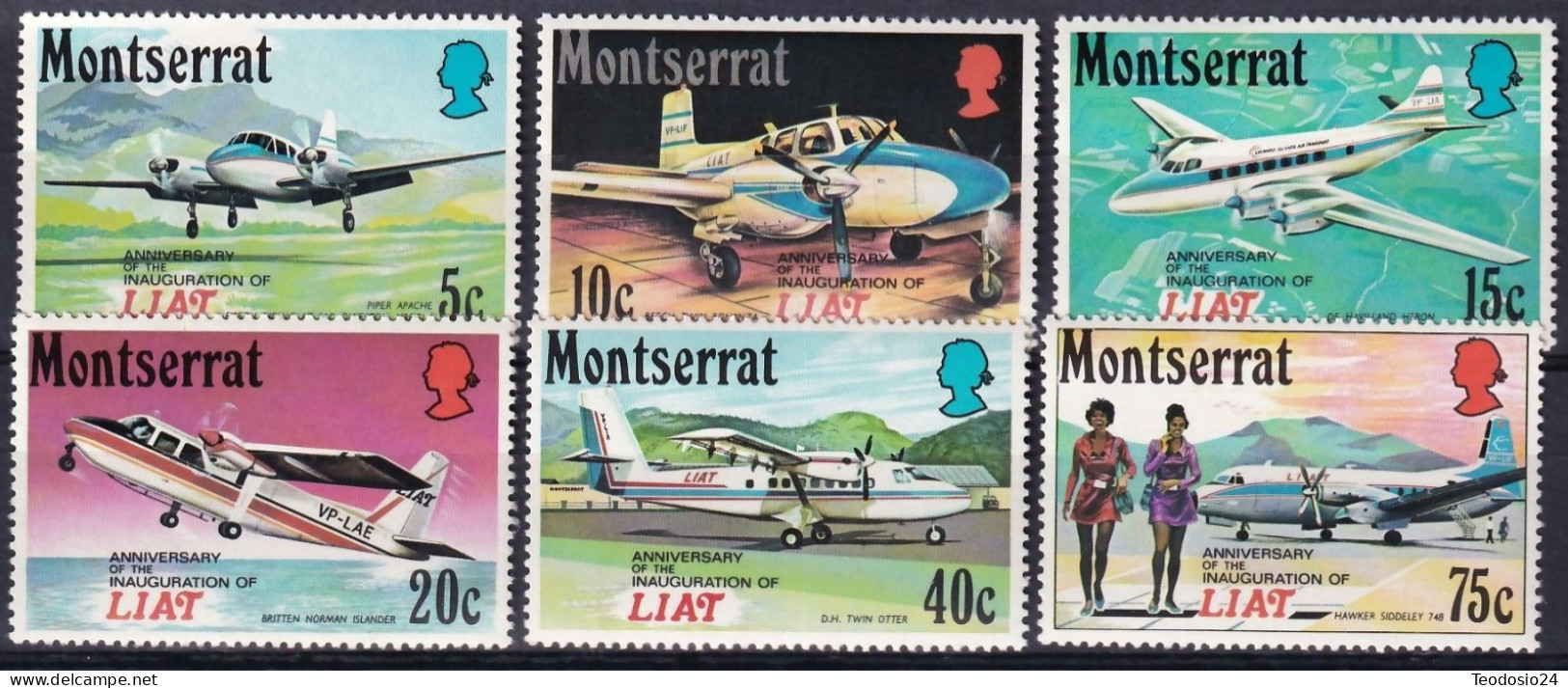 MONTSERRAT 1971 - Avion -  Yvert 268/73 ** - Montserrat