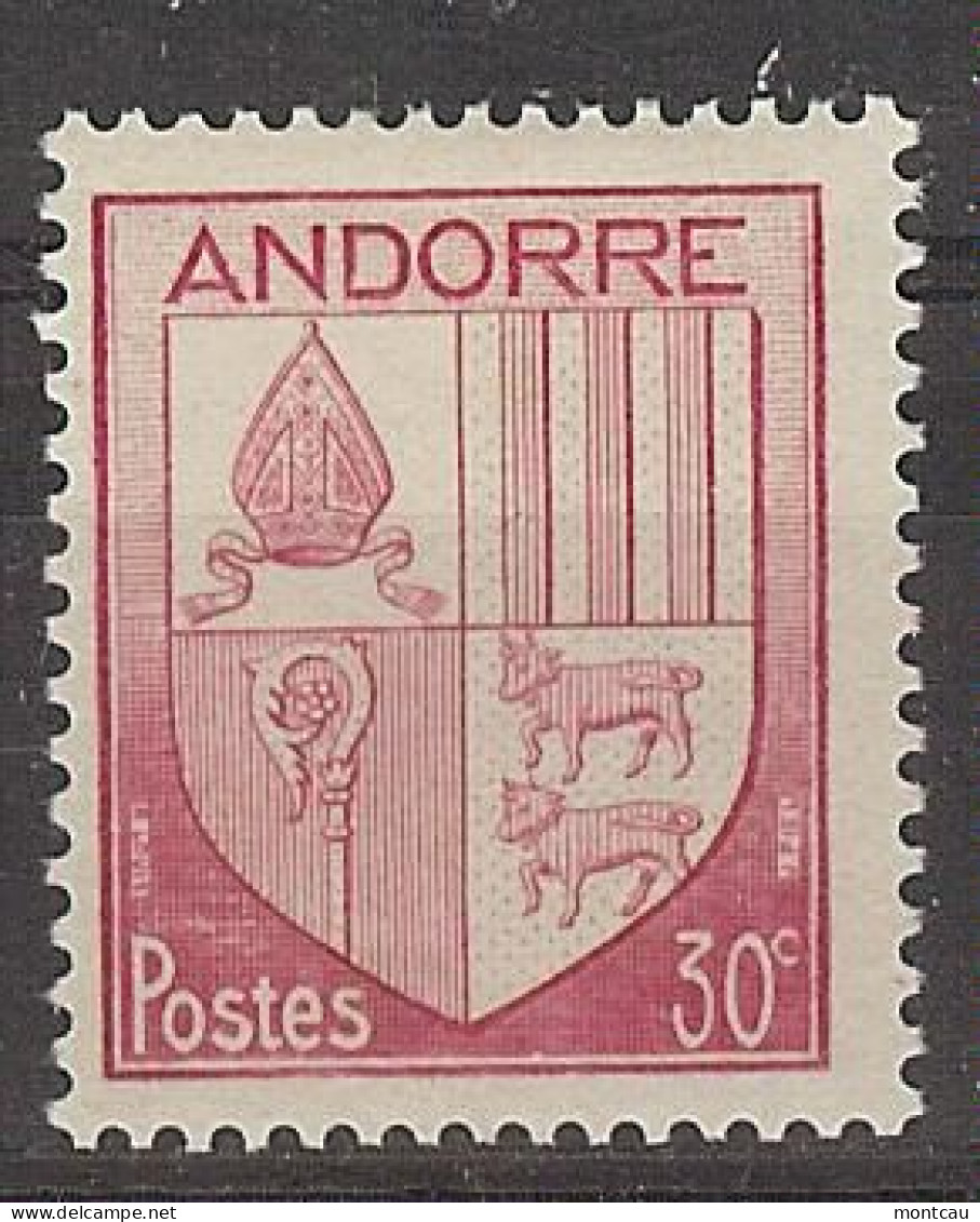 Andorra -Franc 1944-46 Escudo 30 Cts  Ed=96 (**) - Unused Stamps