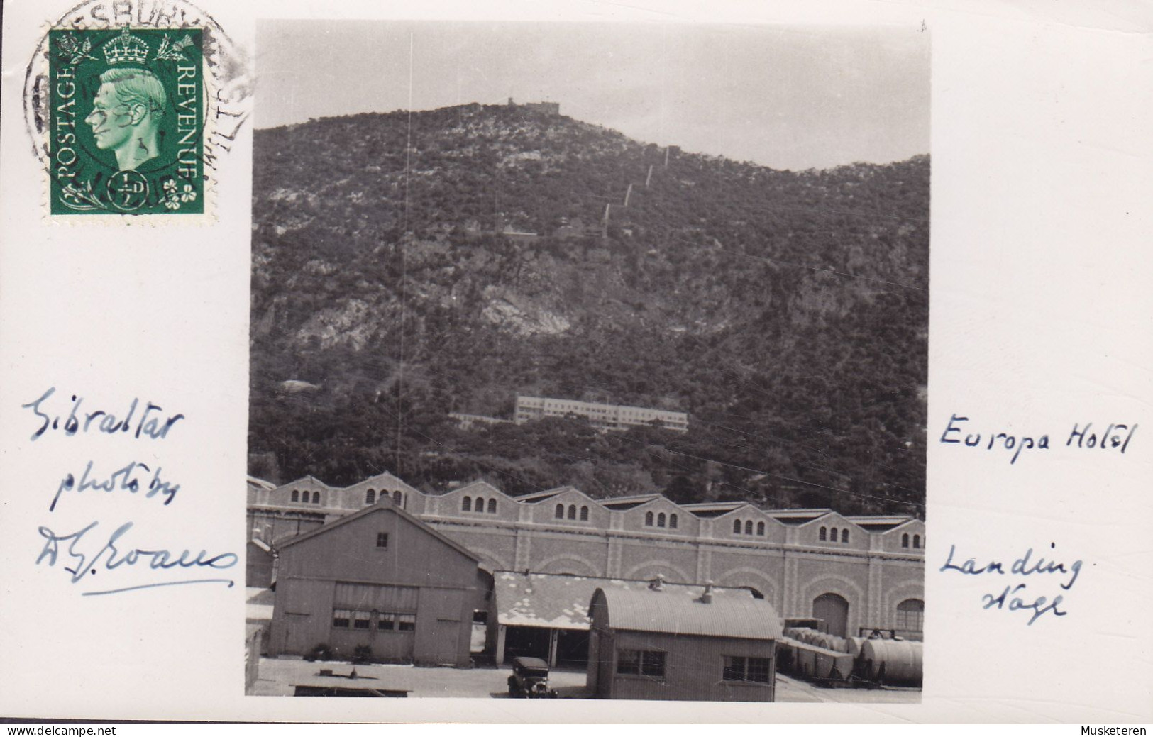 Gibraltar PPC Europa Hotel & Landing Place Maximum Frontside Franking AMESBURY Salisbury England 1939 Echte Real Photo - Gibraltar