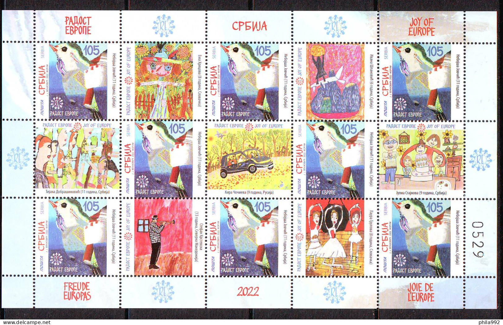 Serbia 2022 Joy Of Europe  Mini Sheet (8+7L) Mi:No.1127 MNH - Serbie