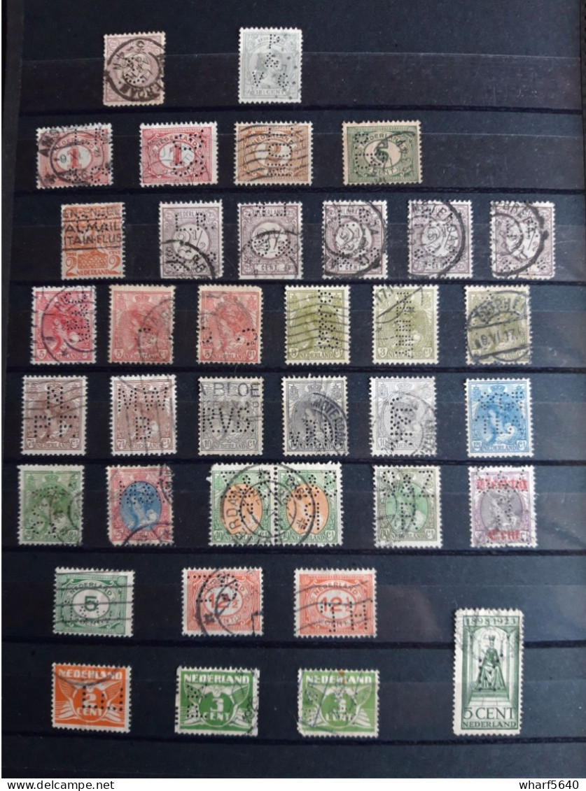 NEDERLAND PERFINS Collection Of 64 Stamps Canceled From 1876 To 1960 - Gezähnt (perforiert)