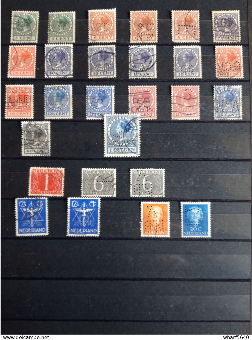 NEDERLAND PERFINS Collection Of 64 Stamps Canceled From 1876 To 1960 - Perforés