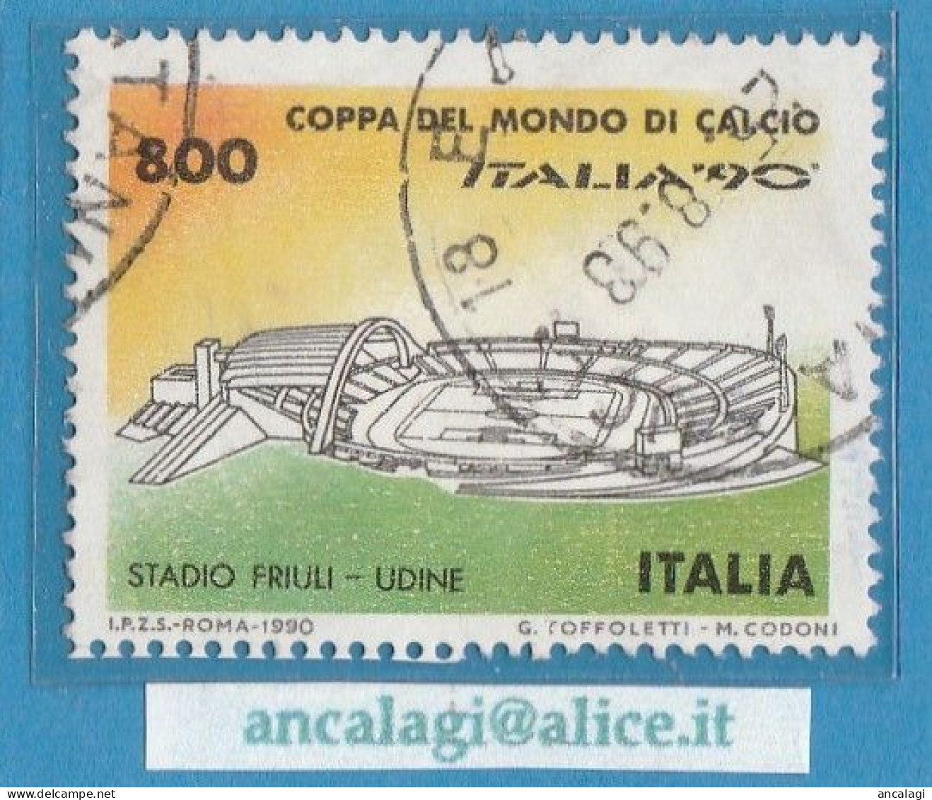 USATI ITALIA 1990 - Ref.0619C "Coppa Del Mondo: STADIO FRIULI, UDINE" 1 Val. - - 1981-90: Afgestempeld