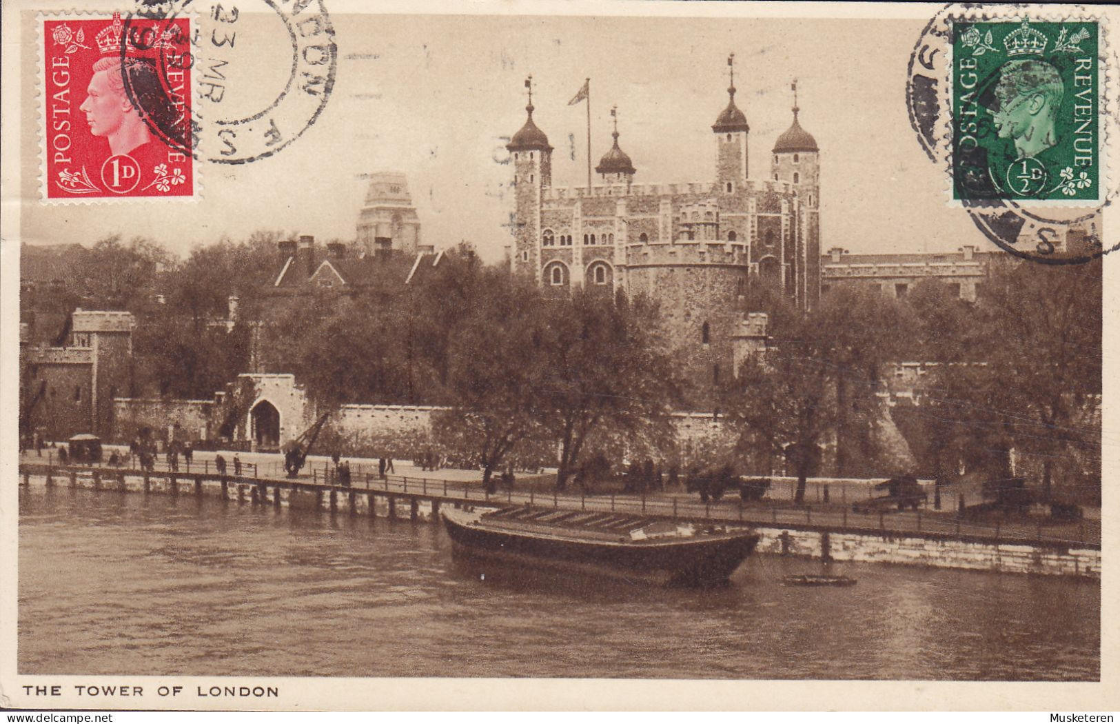 United Kingdom PPC The Tower Of London Maximum Frontside Franking LONDON 1939 To Denmark (2 Scans) - Tower Of London