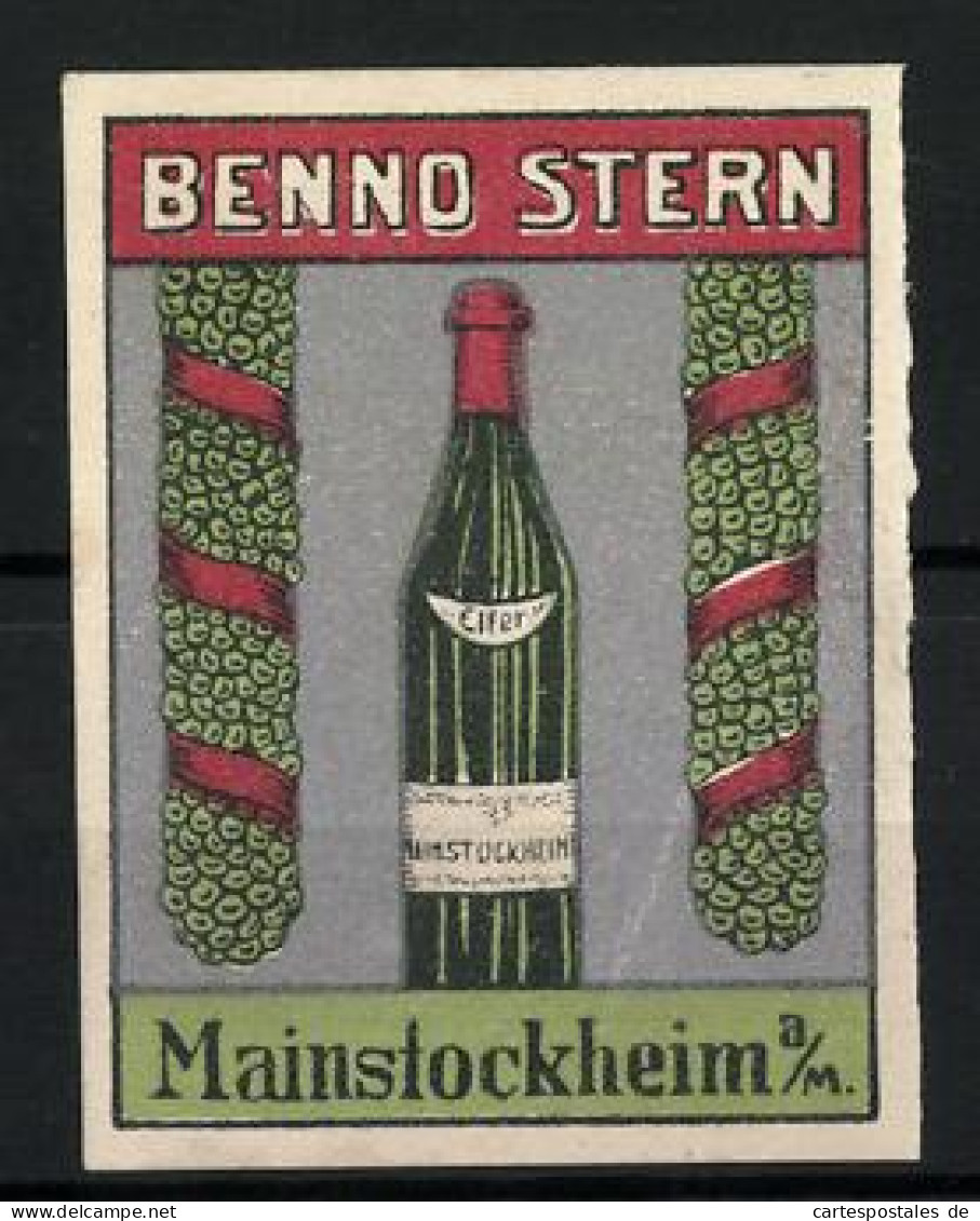 Reklamemarke Mainstockheim A. M., Benno Stern, Sektflasche  - Vignetten (Erinnophilie)
