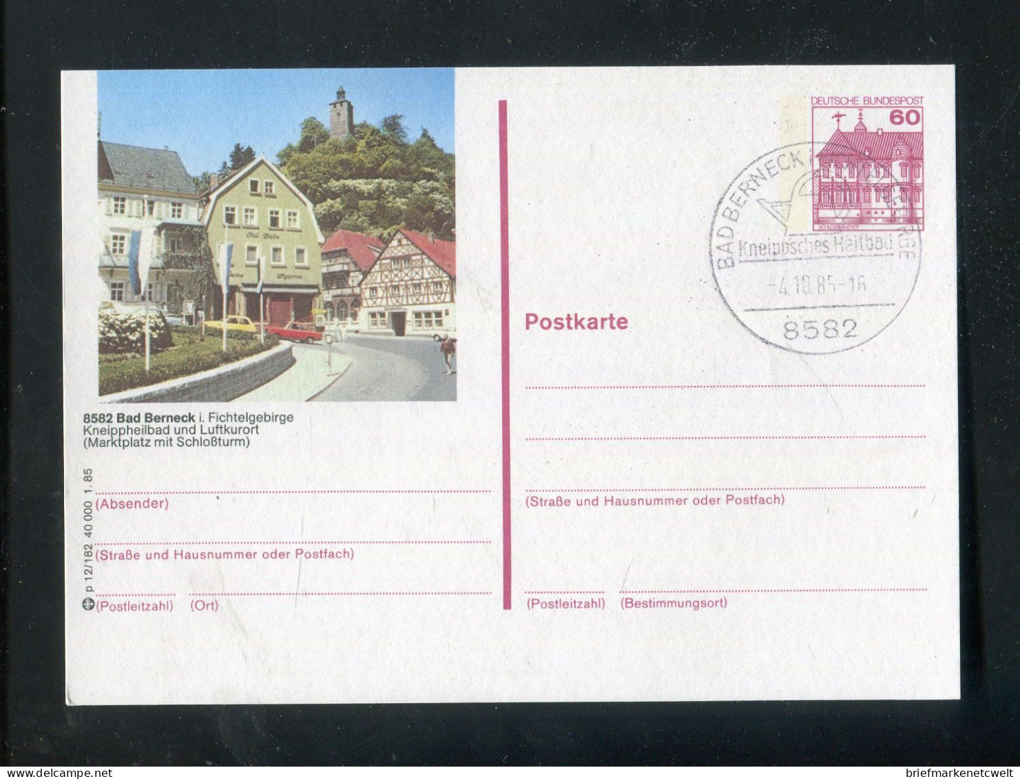 "BUNDESREPUBLIK DEUTSCHLAND" 1985, Bildpostkarte Mit Bildgleichem Stempel Ex "BAD BERNECK" (B1102) - Illustrated Postcards - Used