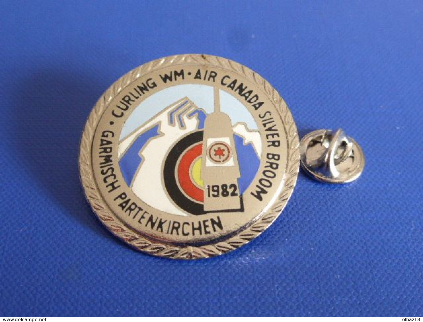 Broche (no Pin's) Air Canada Curling WM Silver Broom - Garmisch Partenkirchen 1982 Sports D'hiver - Avion (Z1) - Avions