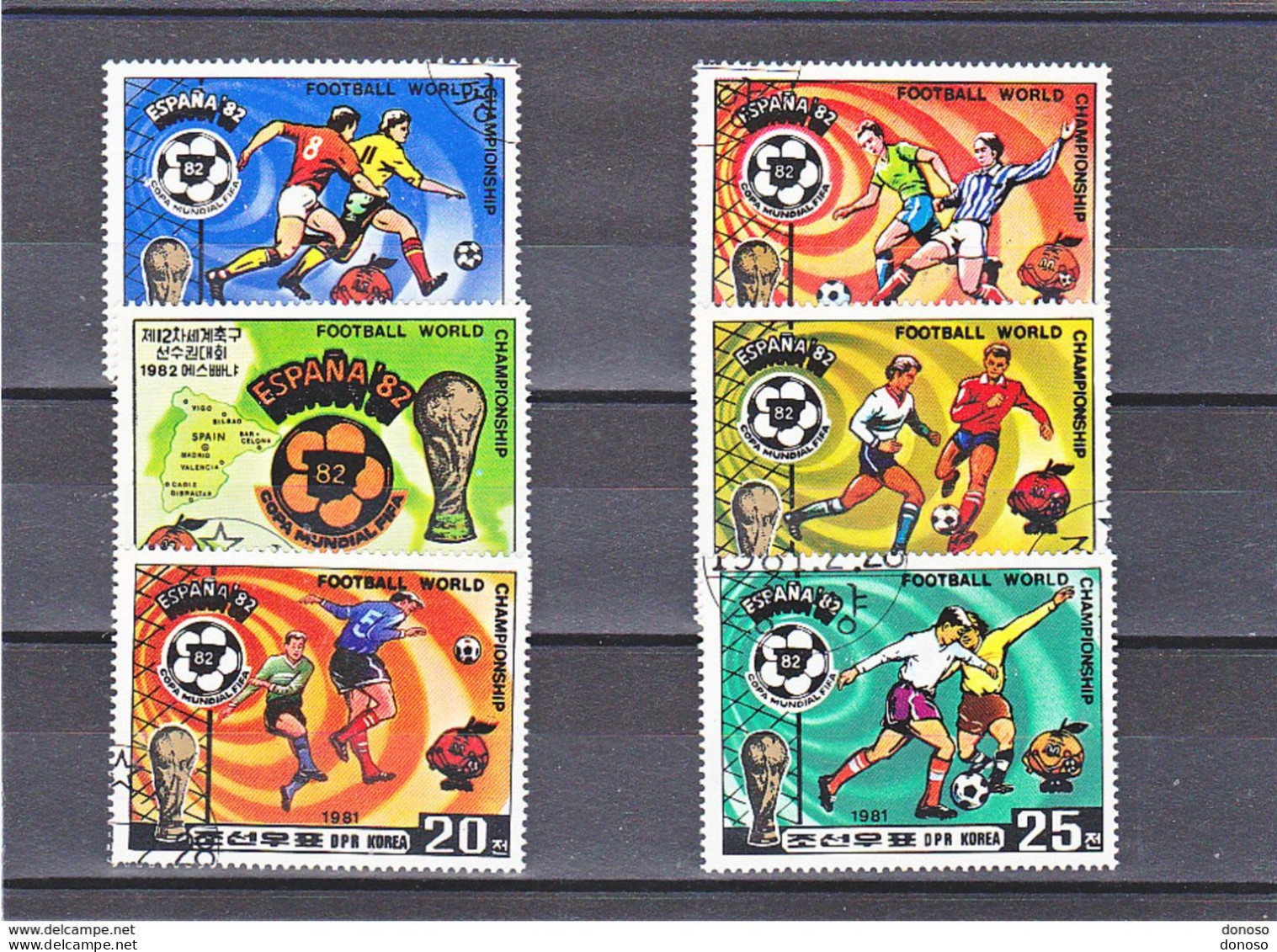 COREE DU NORD 1981 Coupe Du Monde De Football, Espagne Michel 2099-2104, Yvert 1643-1647 + PA Oblitéré, Used - Corée Du Nord