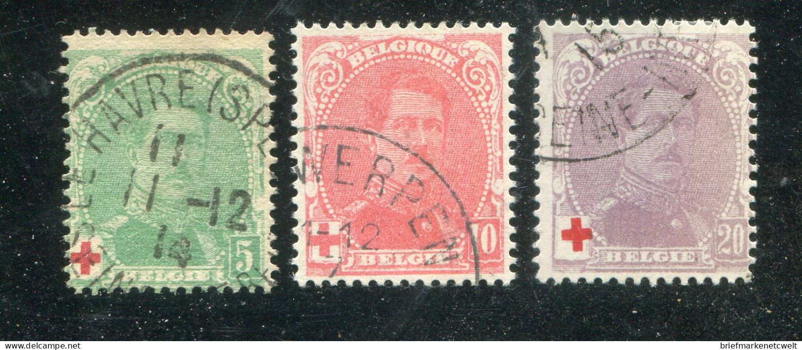 "BELGIEN" 1914, Mi. 107-109 "Rotes Kreuz" Gestempelt (B1105) - 1914-1915 Red Cross