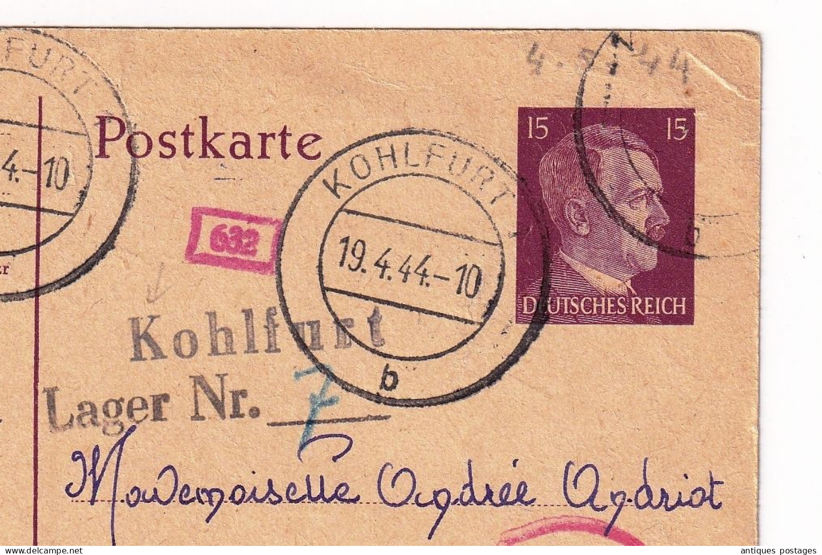 1944 WW2 Kohlfurt Węgliniec Schlesien Pologne Poland Lager Adolf Hitler Deutschland Kriegsgefangener Prisonnier Guerre - Prisoners Of War Mail