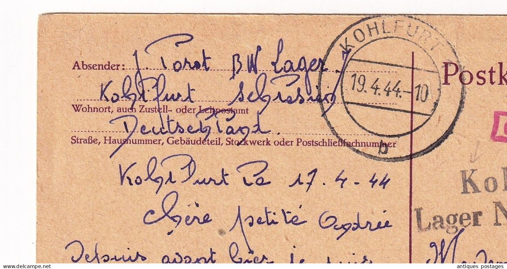 1944 WW2 Kohlfurt Węgliniec Schlesien Pologne Poland Lager Adolf Hitler Deutschland Kriegsgefangener Prisonnier Guerre - Gevangenenpost