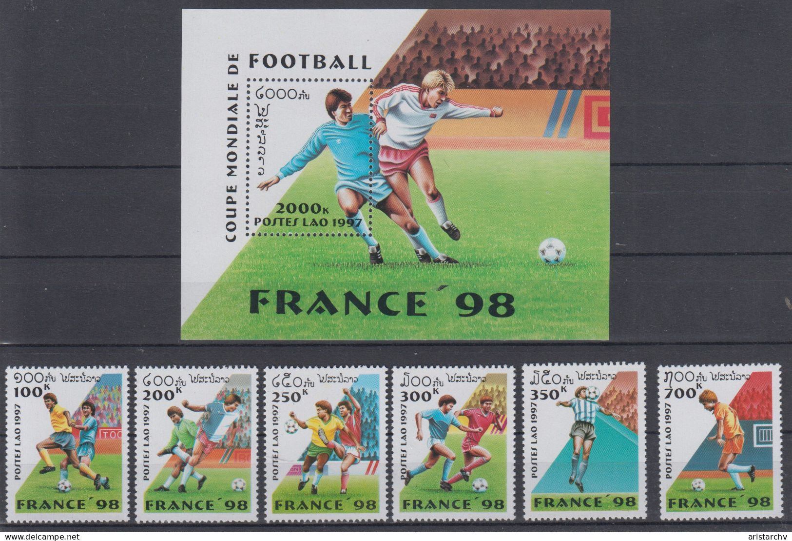 LAOS 1998 FOOTBALL WORLD CUP S/SHEET AND 6 STAMPS - 1998 – France