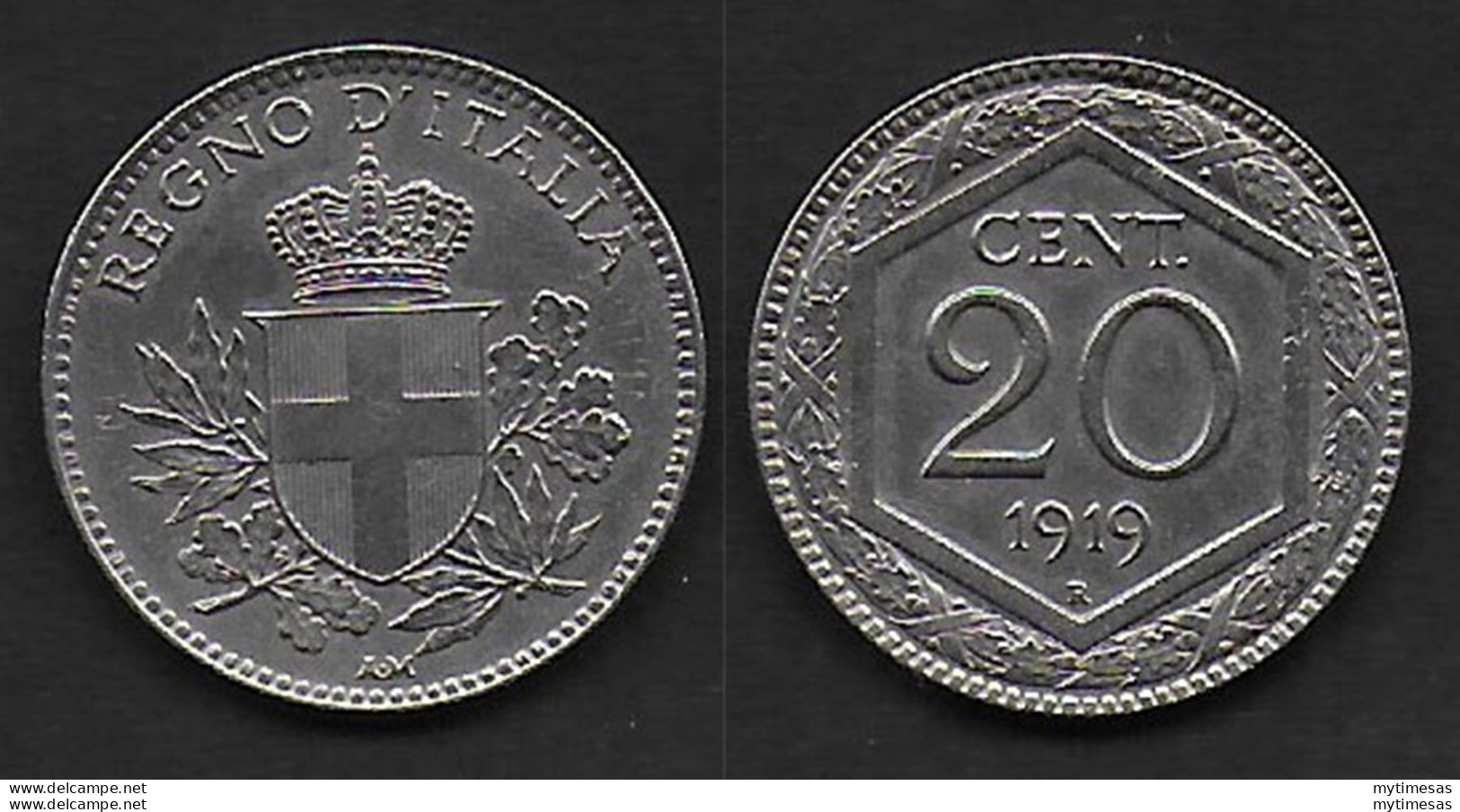 1919 Italia VE III 20c. Esagono Cupronichel FDC - 1900-1946 : Vittorio Emanuele III & Umberto II