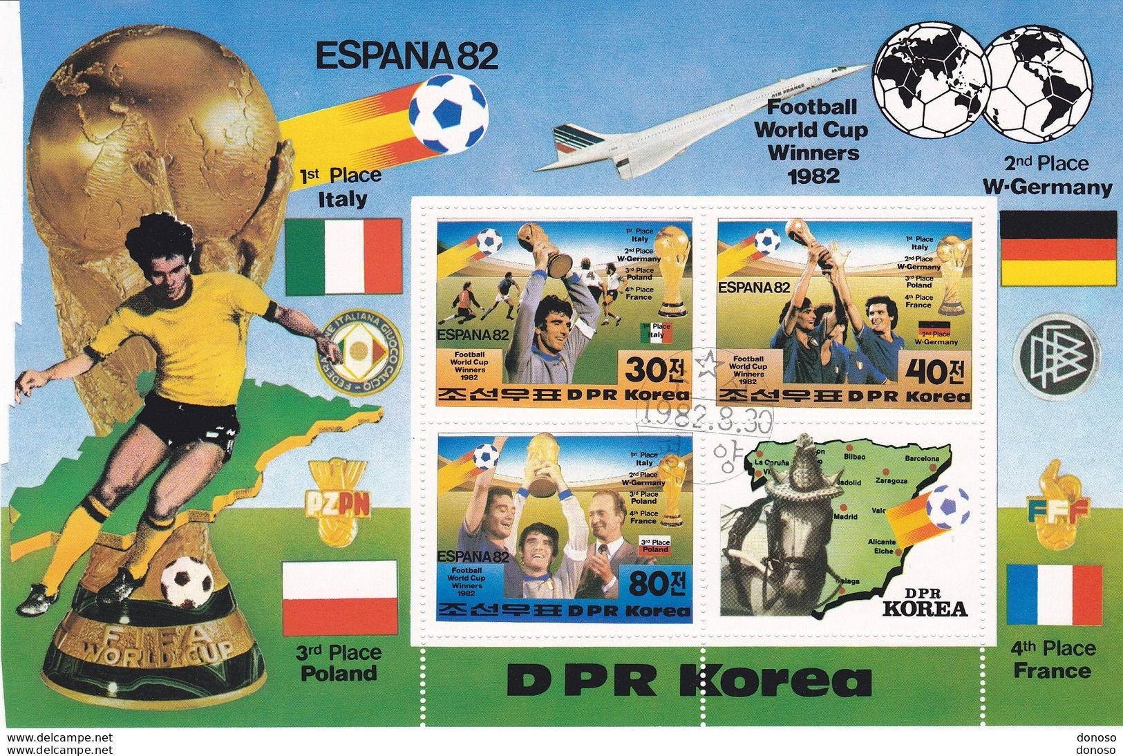 COREE DU NORD 1982 Vainqueurs De La Coupe Du Monde De Football, Espagne Michel Block 124 Oblitéré - Corée Du Nord