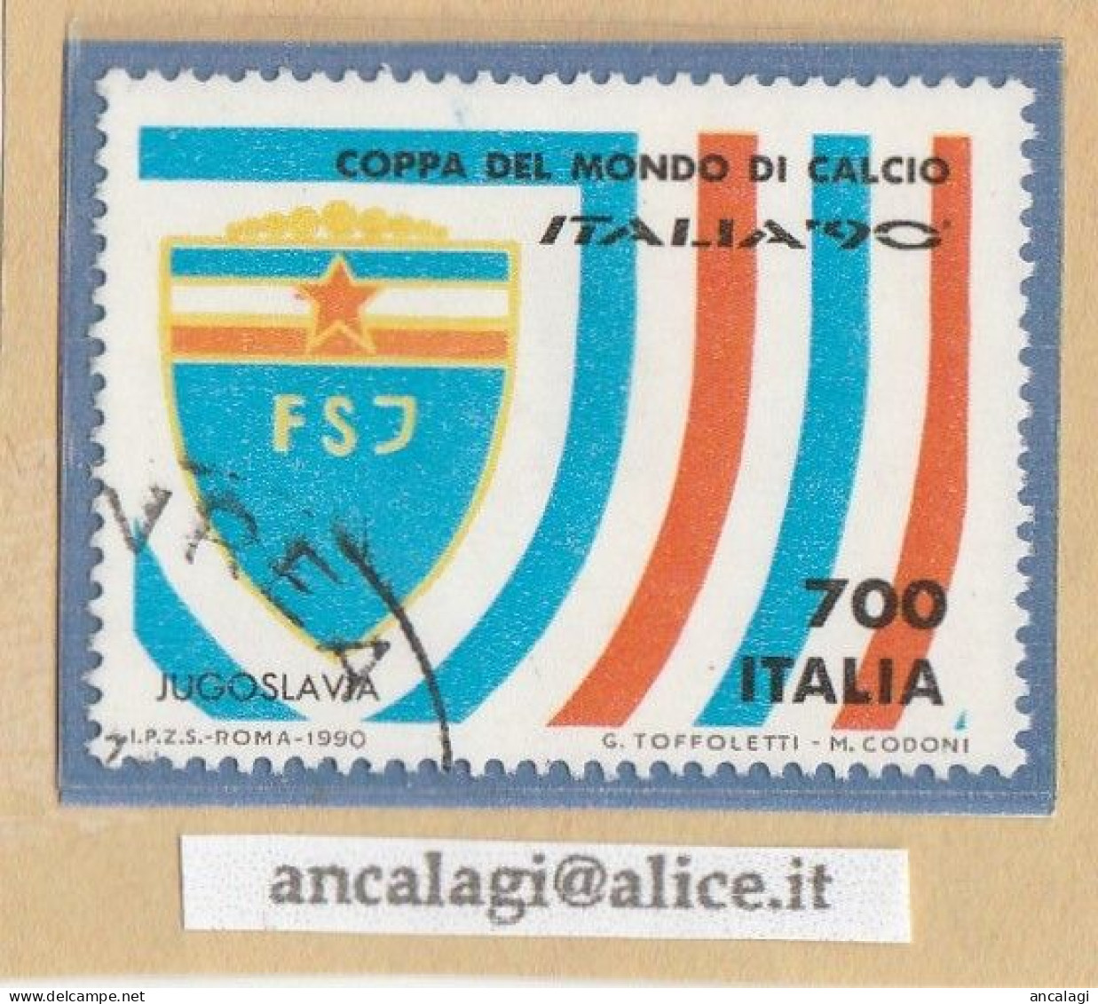 USATI ITALIA 1990 - Ref.0620D "Coppa Del Mondo: JUGOSLAVIA" 1 Val. - - 1981-90: Usados