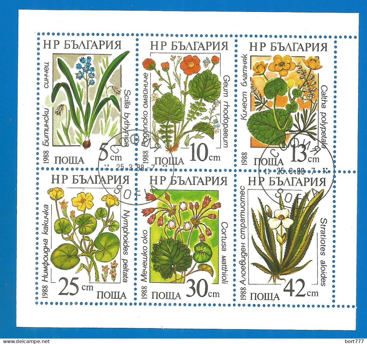 Bulgaria 1988 Used Stamps S/S Block Flowers - Hojas Bloque