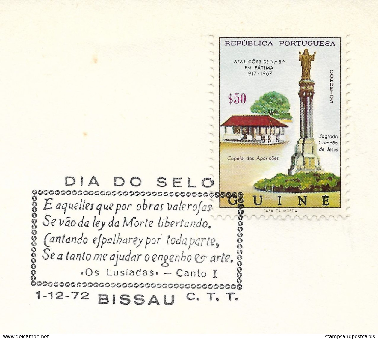 Guinée Portugaise Bissau Cachet Commémoratif Ecrivain Poète Camões Lusiadas Journée Du Timbre 1972 Portuguese Guinea - Guinea Portuguesa