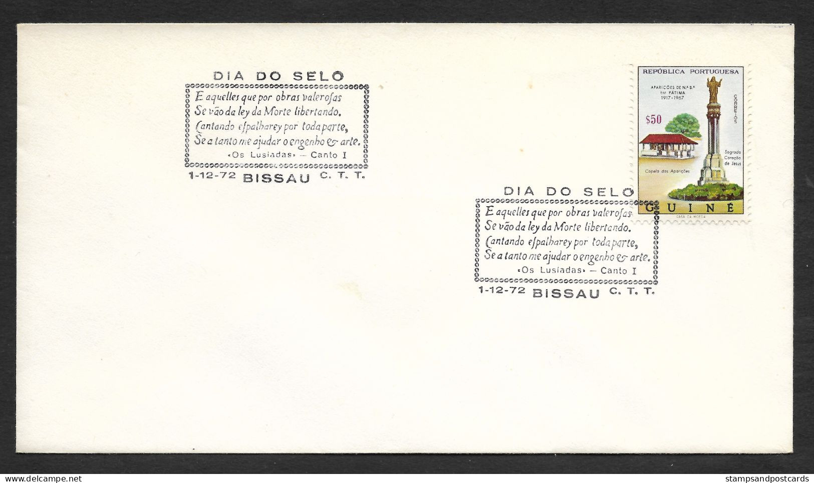 Guinée Portugaise Bissau Cachet Commémoratif Ecrivain Poète Camões Lusiadas Journée Du Timbre 1972 Portuguese Guinea - Guinea Portoghese