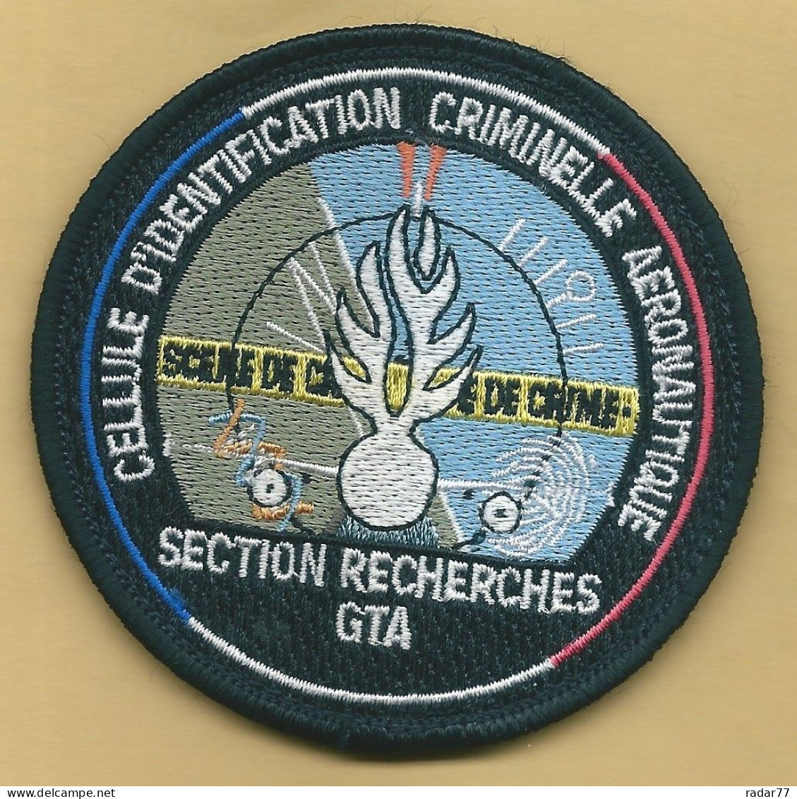 Patch écusson CELLULE D'IDENTIFICATION CRIMINELLE AERONAUTIQUE - SECTION RECHERCHES GTA - Policia