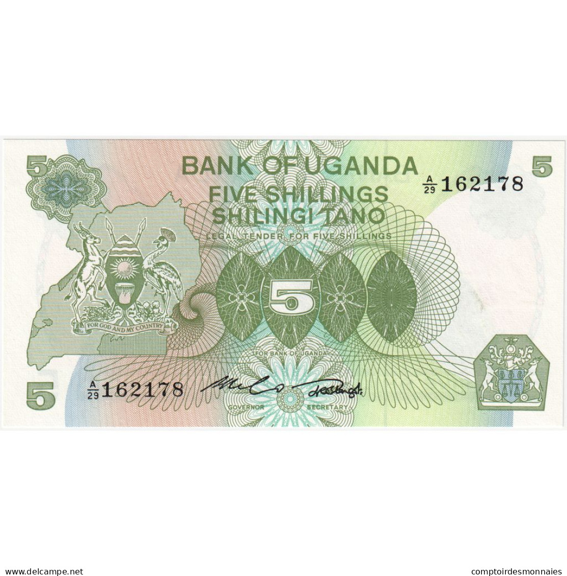 Ouganda, 5 Shillings, 1979, Undated (1979), KM:10, NEUF - Oeganda