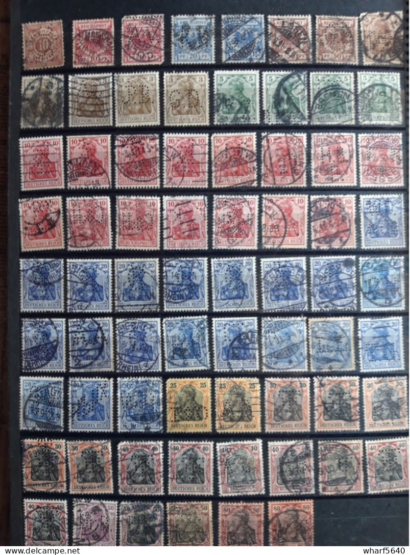 DEUTSCHLAND PERFINS Collection Of 415 Stamps Canceled From 1900 To 1960 - Collections