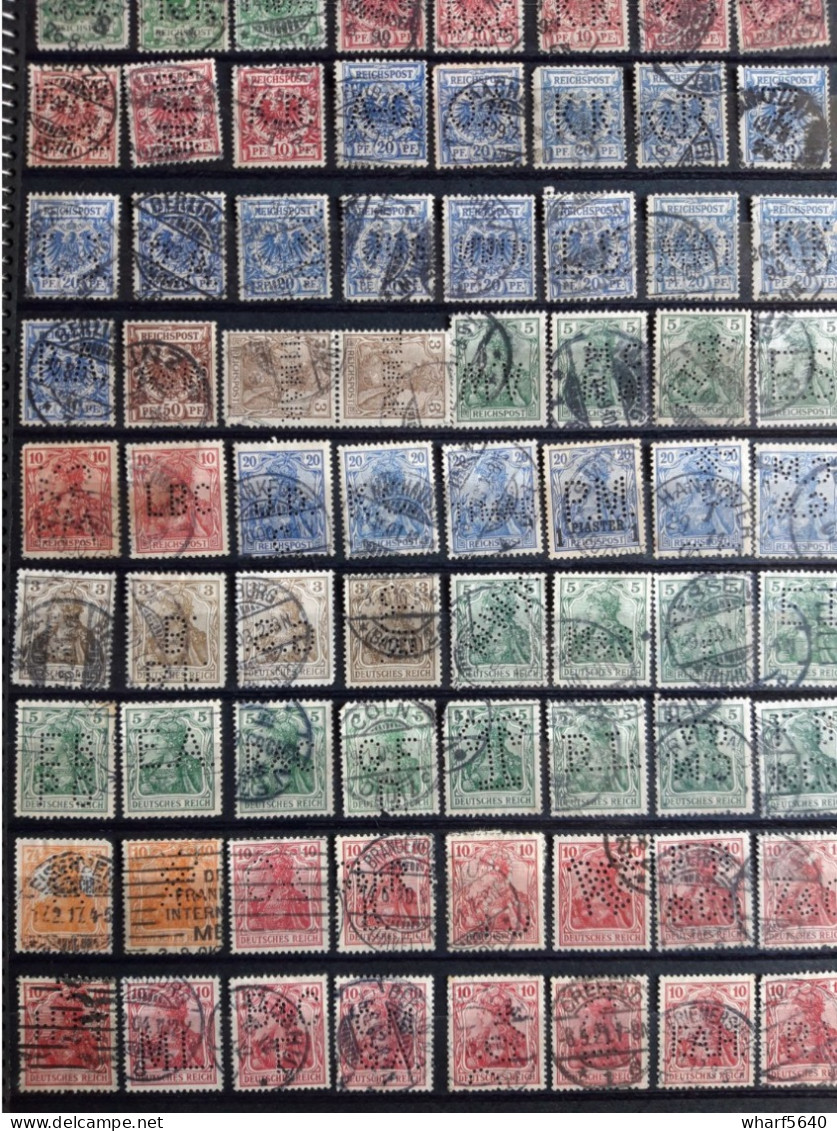 DEUTSCHLAND PERFINS Collection Of 415 Stamps Canceled From 1900 To 1960 - Colecciones