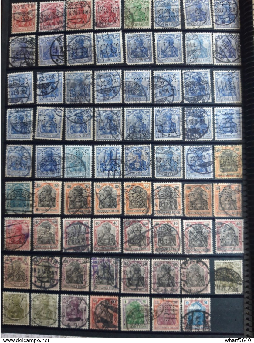 DEUTSCHLAND PERFINS Collection Of 415 Stamps Canceled From 1900 To 1960 - Sammlungen