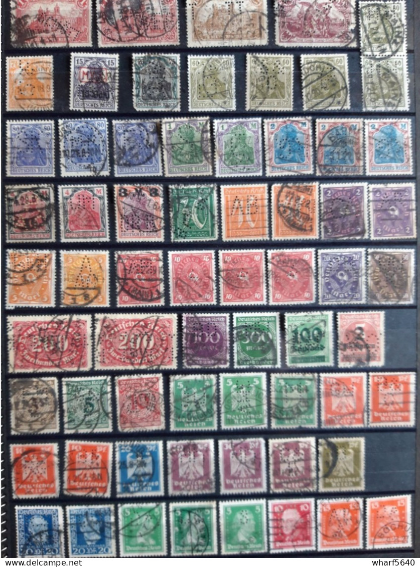 DEUTSCHLAND PERFINS Collection Of 415 Stamps Canceled From 1900 To 1960 - Collections