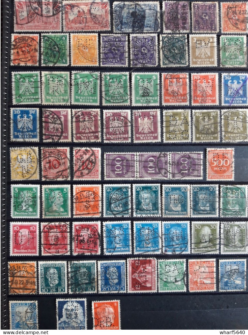 DEUTSCHLAND PERFINS Collection Of 415 Stamps Canceled From 1900 To 1960 - Collections