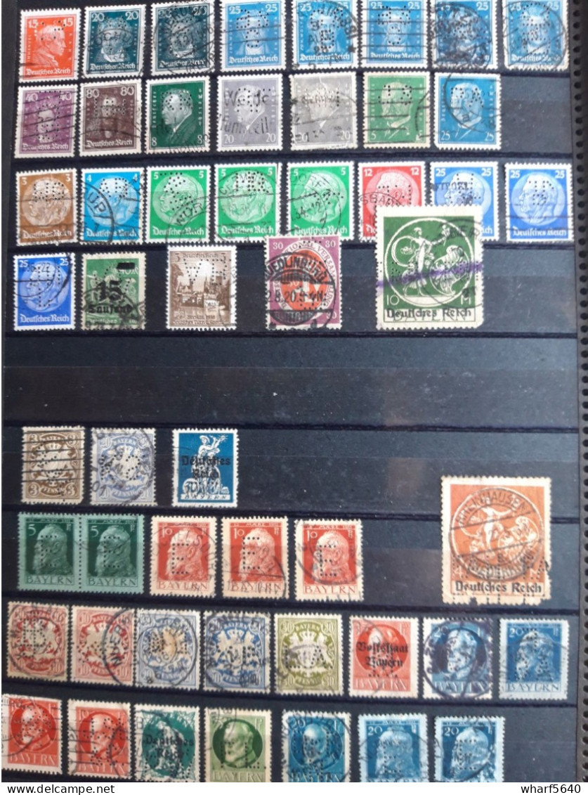 DEUTSCHLAND PERFINS Collection of 415 stamps canceled from 1900 to 1960